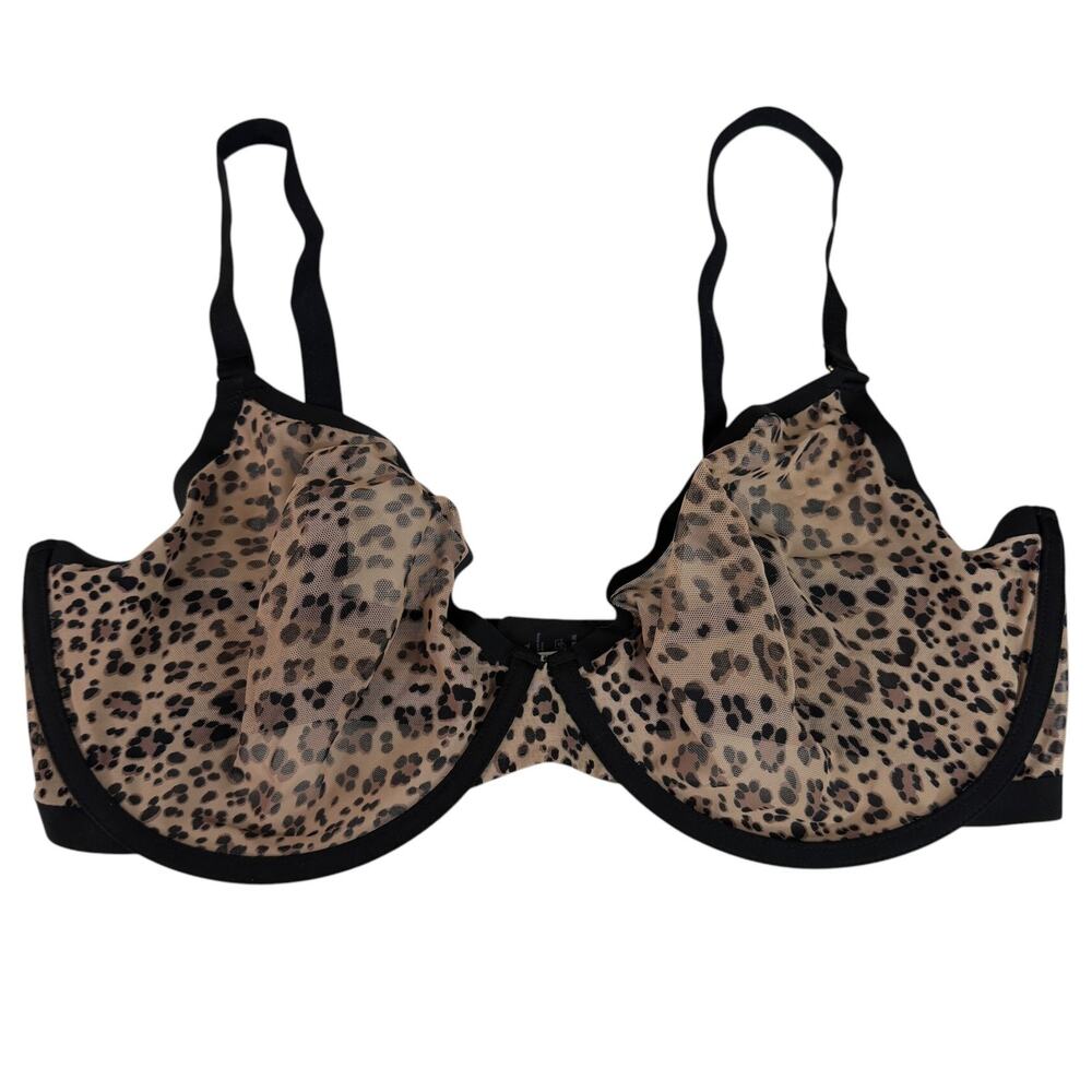 CUUP The Plunge Mesh Underwire Bra Leopard Print NEW Size 38G